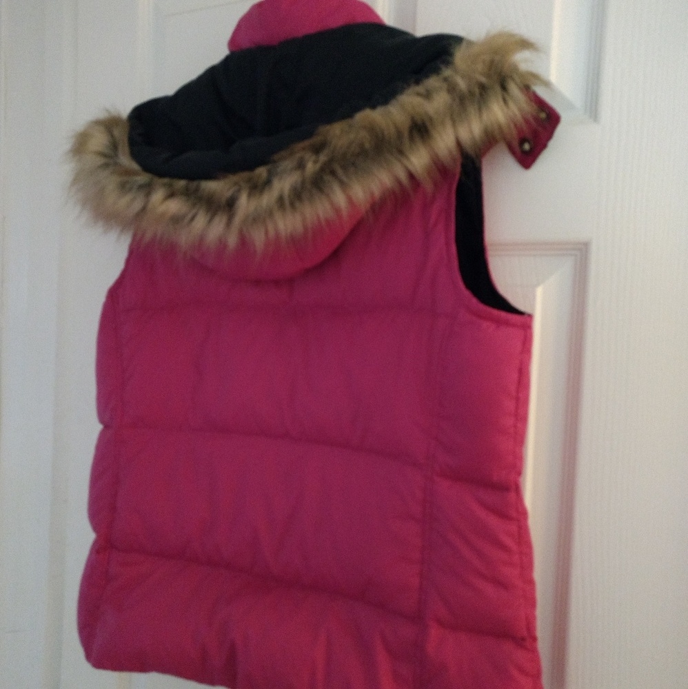 L.L.Bean faux fur hooded goose down vest